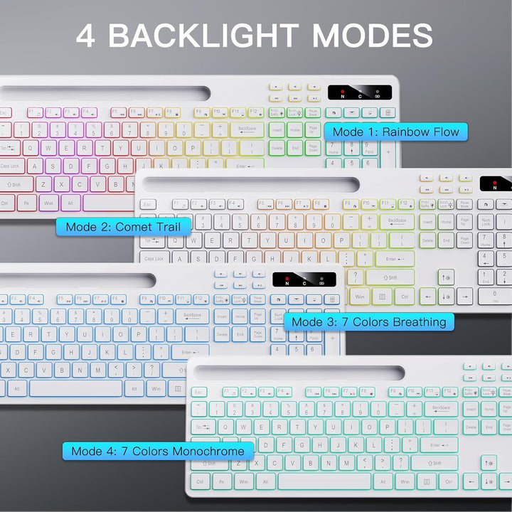 Soueto - Teclado inalámbrico con retroiluminación RGB de 7 colores,...