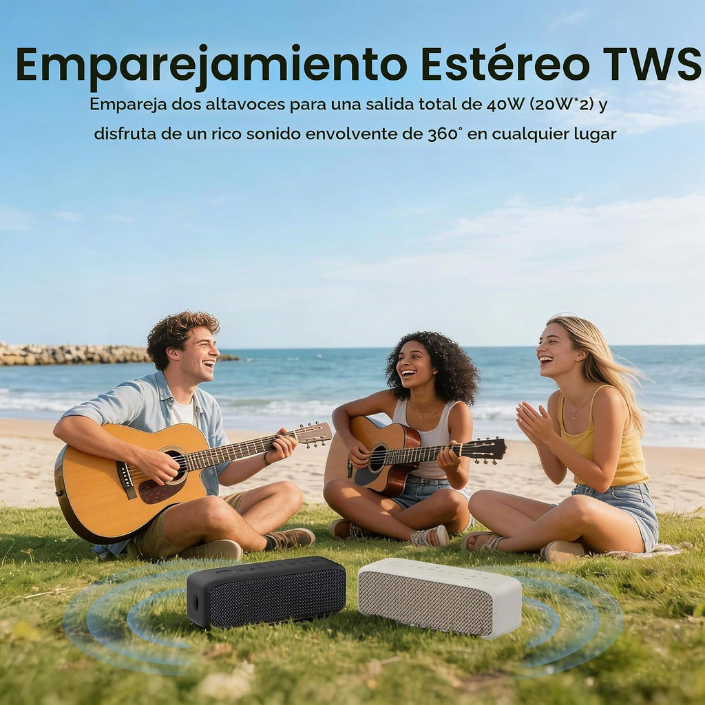 JUOVI Altavoz Bluetooth IP68 Soporte impermeable TF tarjeta, entrada AUX