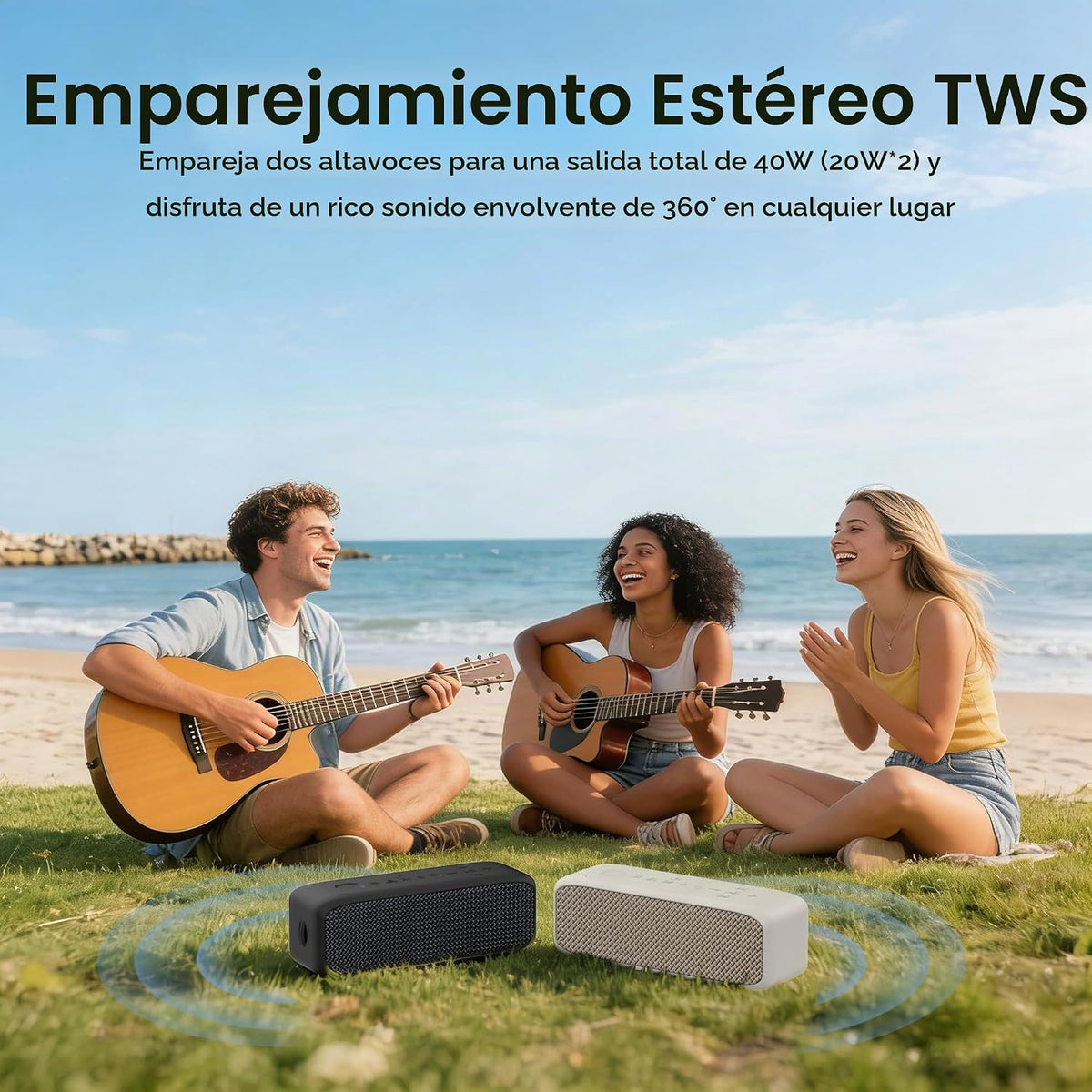 JUOVI Altavoz Bluetooth IP68 Soporte impermeable TF tarjeta, entrada AUX