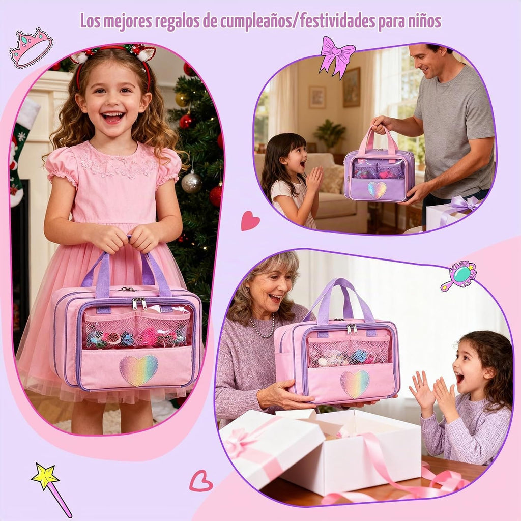 Funda de transporte compatible con muñecas Barbie de 12 pulgadas/6 pulgadas, organizador todo en uno con capacidad para 6-12 muñecas y accesorios, funda de viaje grande para muñecas con asa, solo bolsa (morado)