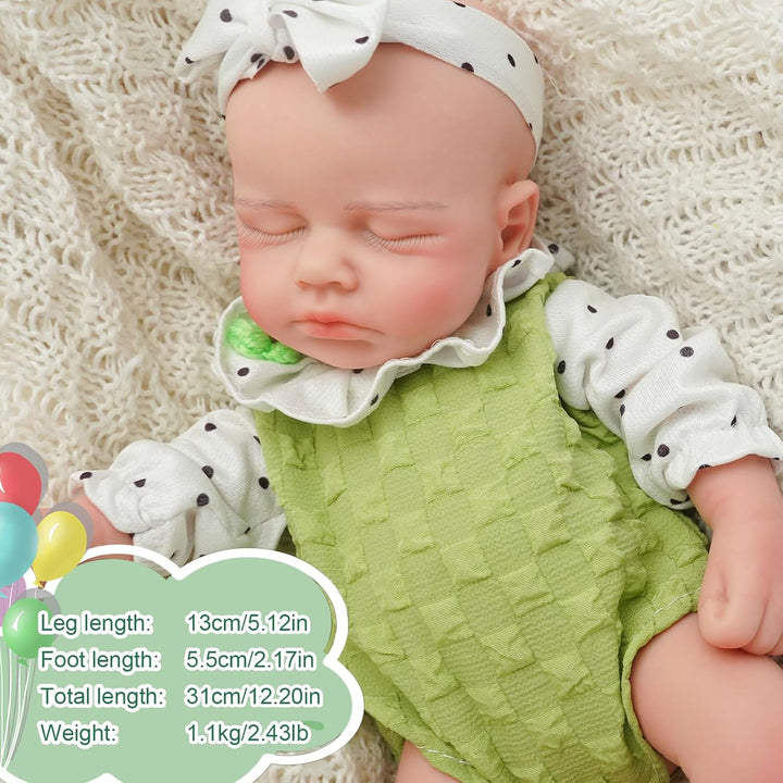 Niña de 12.2 pulgadas, muñeca de bebé de silicona completa, muñecas...