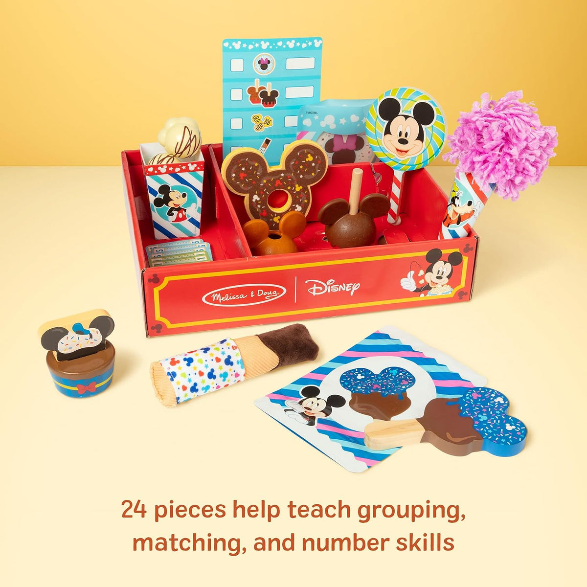 Melissa & Doug Disney Snacks & Popcorn - Juego de comida