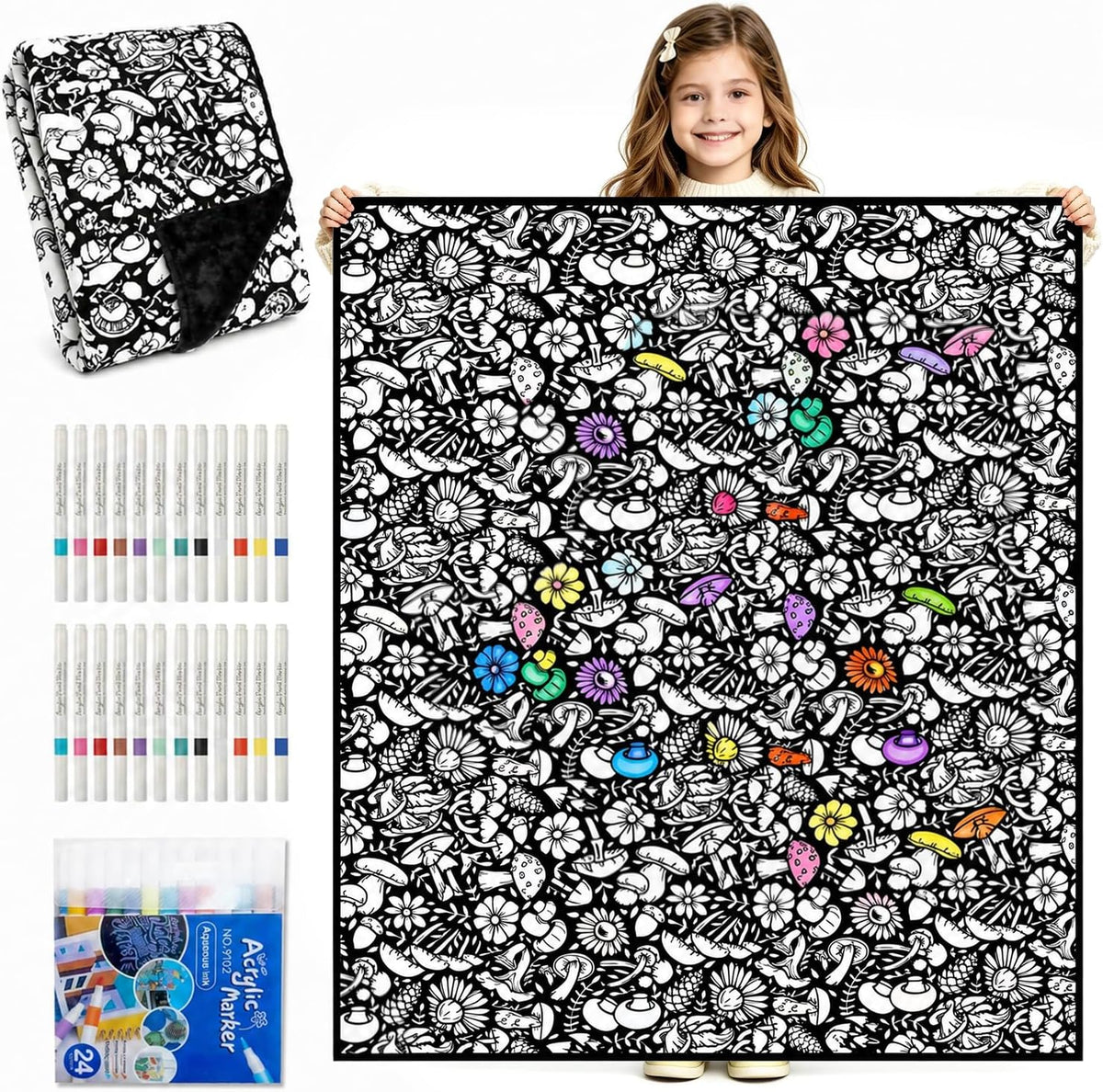 TYLSAXFORN Manta para colorear de bricolaje para niños y adultos con 24