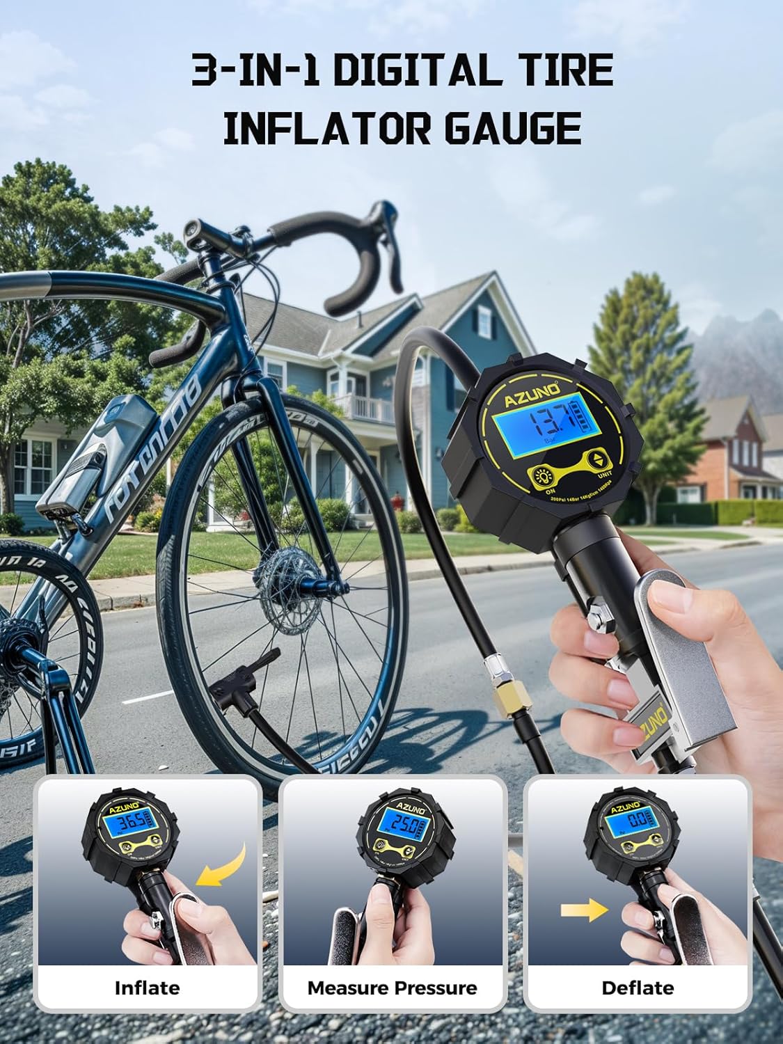 Adaptador de Válvula Presta con Medidor de Presión, Bomba de Válvul...
