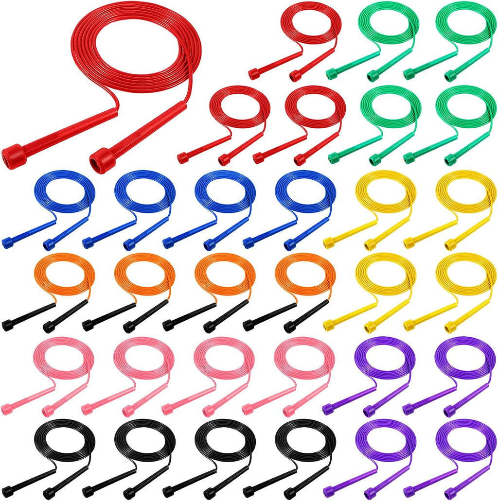 Xinnun 32 cuerdas de salto de PVC para fitness, cuerda de saltar ajustable de 9.2 pies, cuerda versátil irrompible con mango de plástico para mujeres y hombres, entrenamiento de resistencia, ejercicio