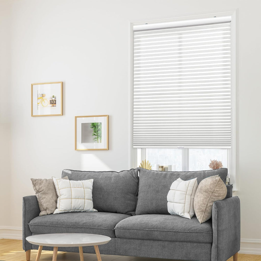 DEZ FURNISHINGS - Persiana celular sin cables de 1" de filtro de luz Signature, 20.5" de ancho x 64" de alto, Blanco