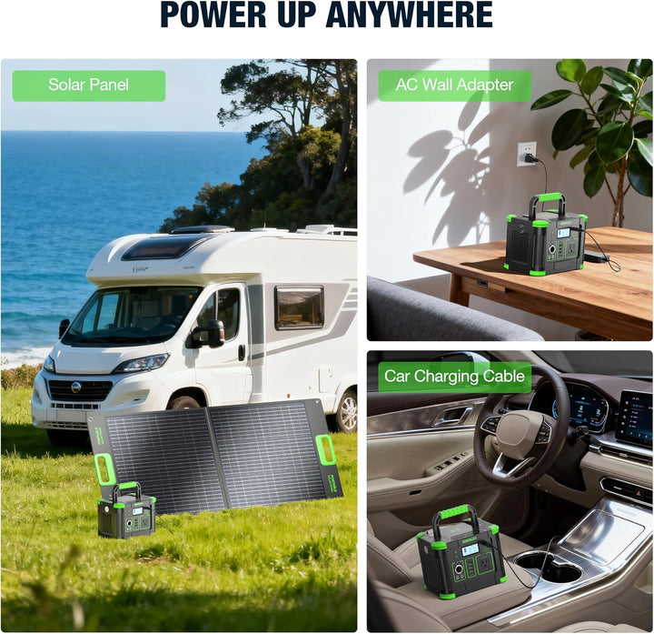 GRECELL- Central eléctrica portátil 300 W, generador solar 288 Wh c...