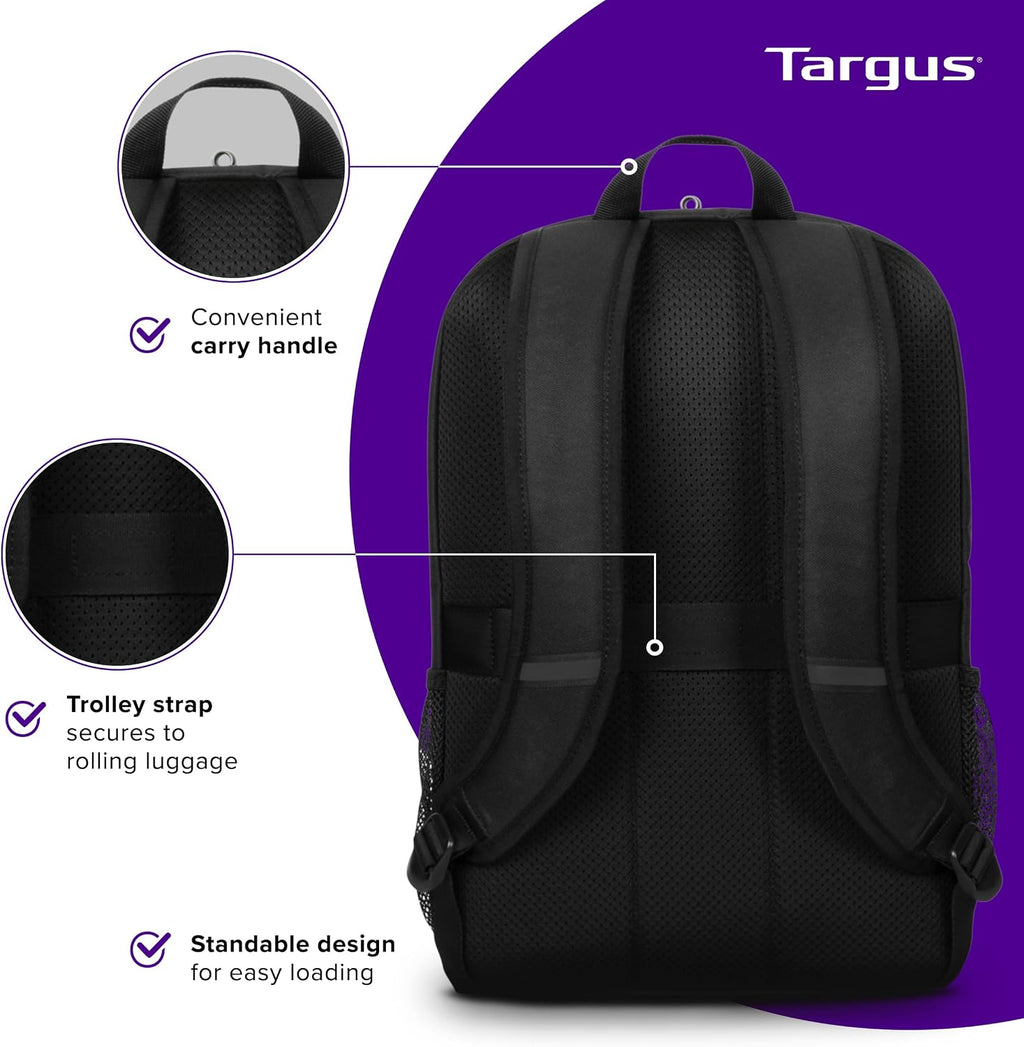 Targus Mochila clásica para laptop de 15 a 16 pulgadas, se adapta a la mayoría de portátiles de hasta 16 pulgadas, mochila de viaje acolchada para viajeros de negocios, universidad y viajes (TBB943GL)