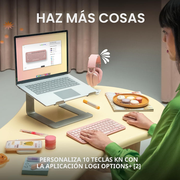 Logitech Pebble Keys 2 K380s, teclado inalámbrico Bluetooth multidi...
