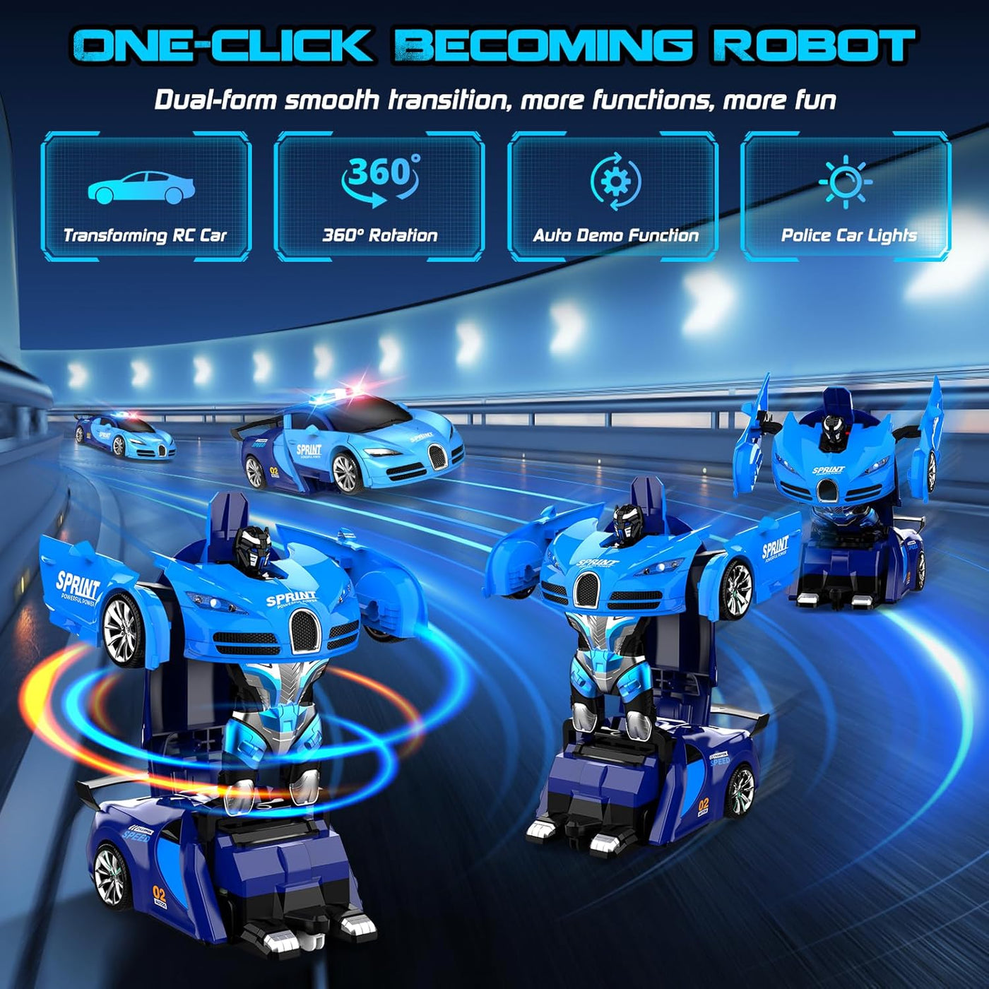 AONEPTR Carro de control remoto, transformación con un clic en robo...