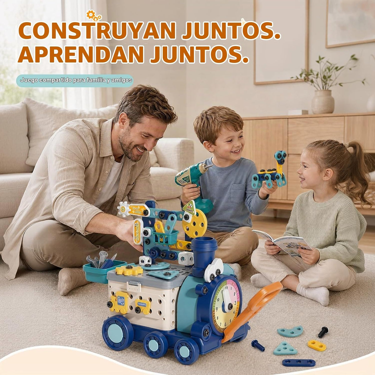 Juego de construcción de trenes con taladro de juguete, juego de