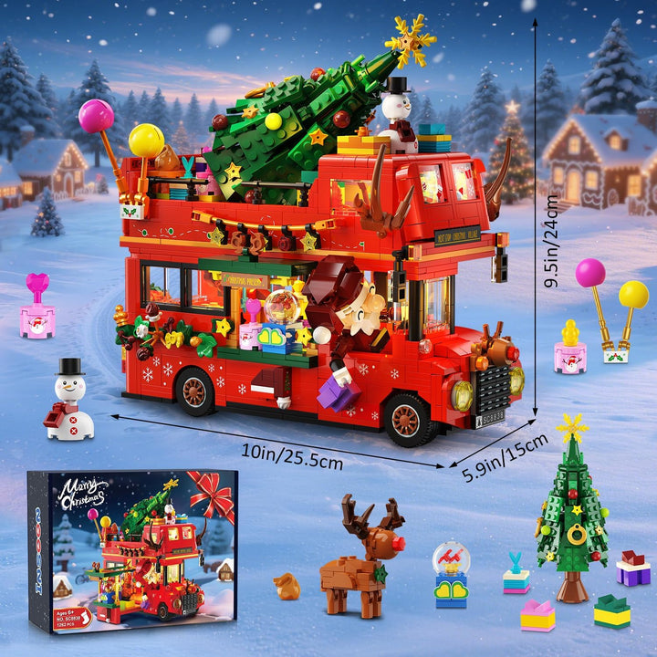 Juego de construcción de autobús de dos pisos de Navidad