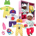 Muñeca de bebé de cuerpo suave con accesorios y 4 juegos de trajes de animales, Afroamericano