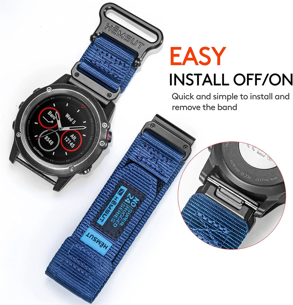 Compatible con la Correa de Reloj Garmin, Correa Deportiva de Nylon Super Resistente con Diseño de Bucle Tejido para Fenix/Forerunner/Approach/MARQ/Quatix/Serie D2, Correa de Reemplazo Resistente para