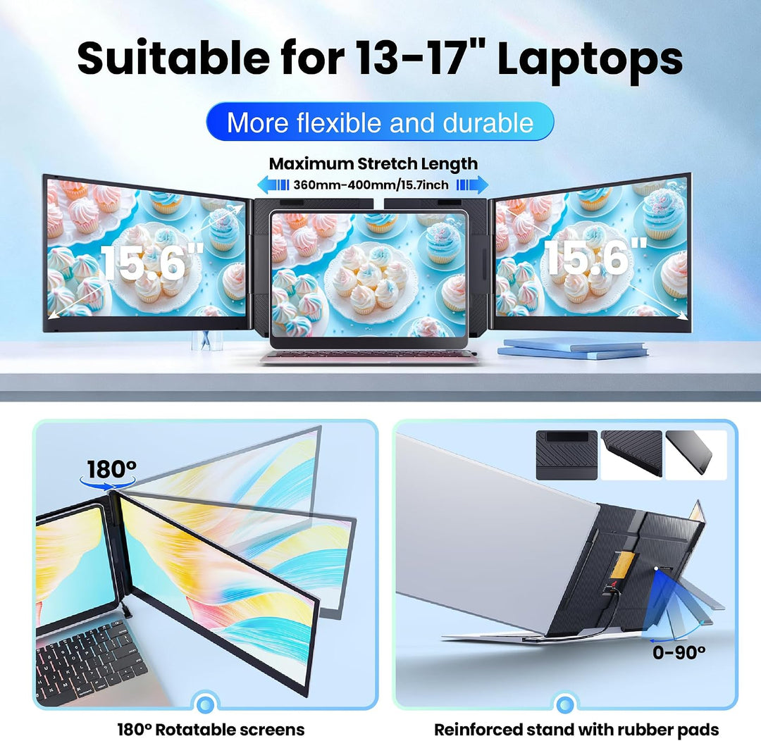 Extensor de pantalla para laptop, monitor portátil triple ultralige...