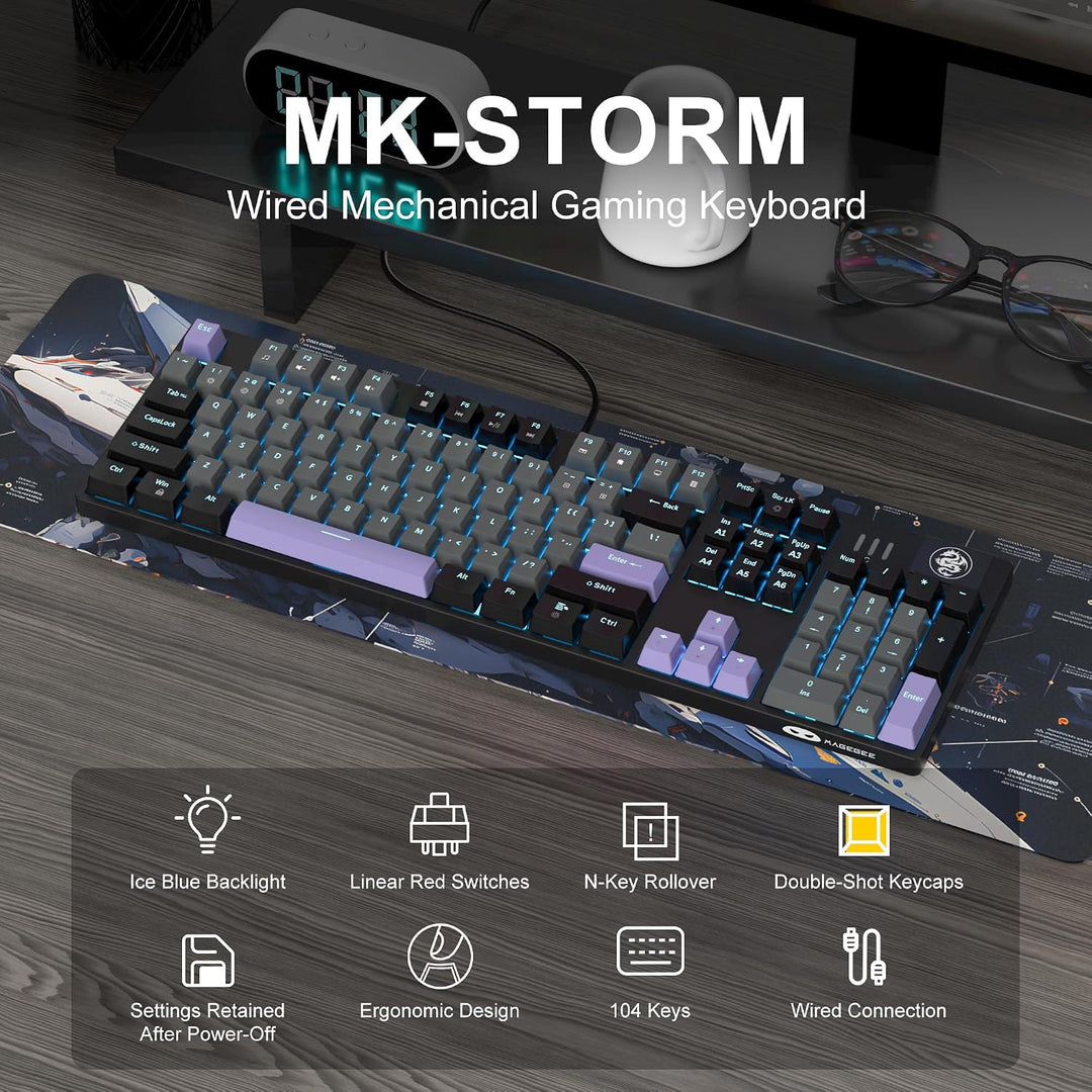 MageGee MK-Storm - Teclado mecánico para juegos, teclado iluminado...