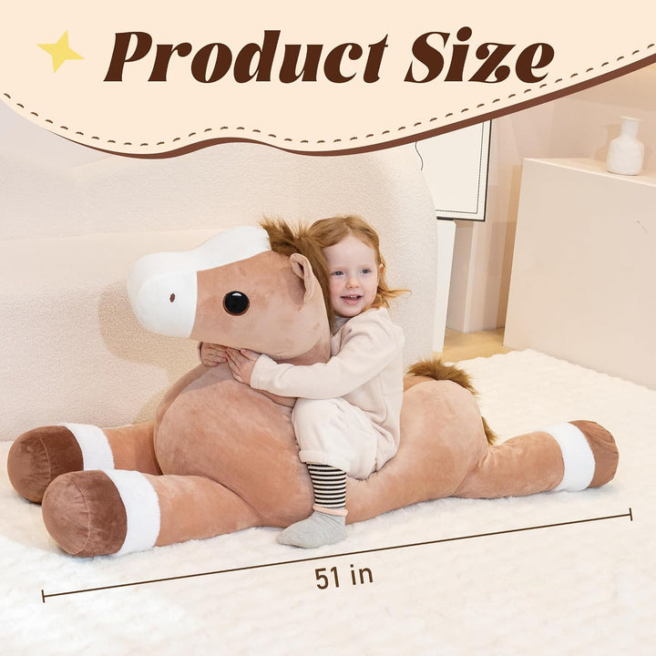Jrystar Animales de peluche de caballo gigante de 51 pulgadas, almo...