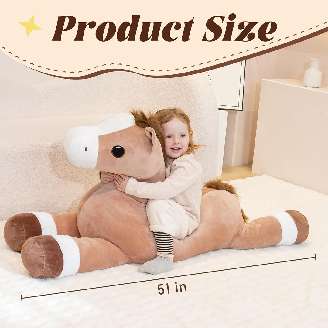 Jrystar Animales de peluche de caballo gigante de 51 pulgadas, almo...