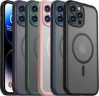 ImpactStrong Protector magnético diseñado para iPhone 14 Pro [protección de cámara] [prueba de caídas de grado militar] [compatible con MagSafe] Funda delgada translúcida mate (6.1 pulgadas), verde