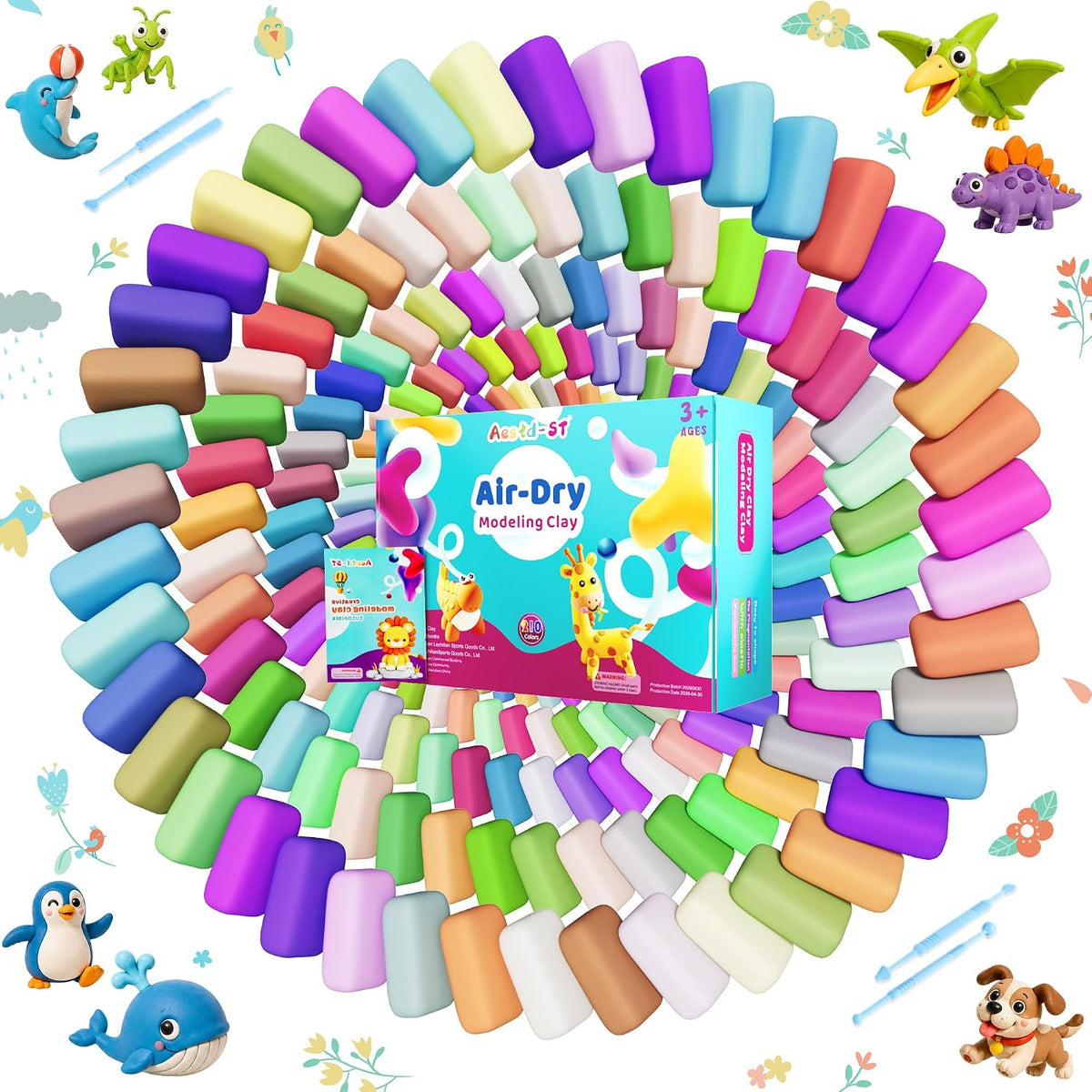 Air Dry Clay 210 Colores, Arcilla de Modelado para Niños, Arcilla Mágica DIY
