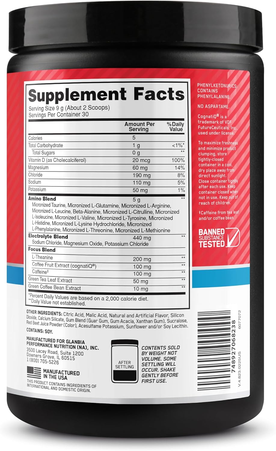 Optimum Nutrition Amino Energy Powder Plus Focus, con BCAA, electro...