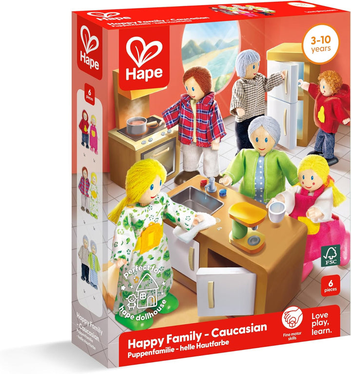 Hape Juego familiar de muñecas caucasianas para casa de muñecas par...