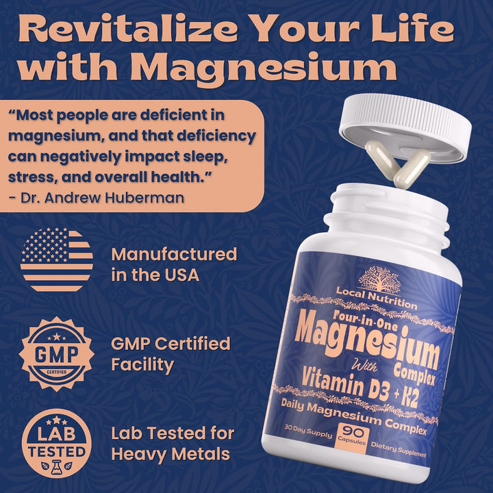 Local Nutrition Complejo de magnesio de 420 mg con vitamina D3 K2 \...