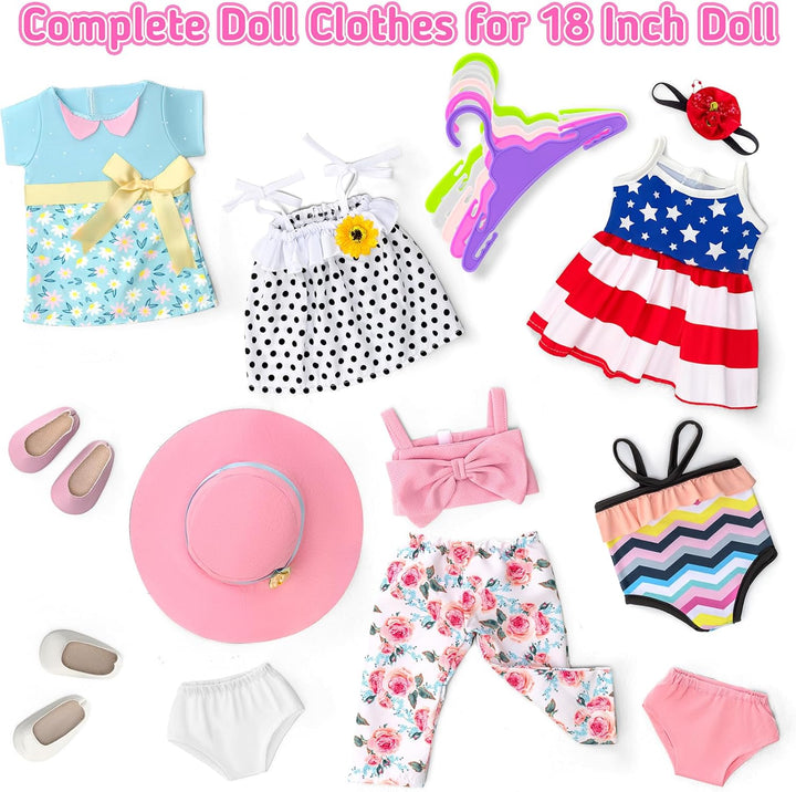 Zecckige Ropa de muñeca de 18 pulgadas y accesorios para muñecas am...