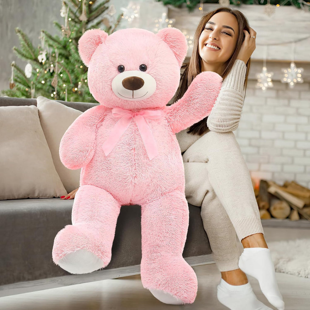 MorisMos Oso de Peluche Gigante de 3 Pies - 36 Pulgadas, Oso de Peluche Rosa Grande para Novia, Novio, Esposa, Mamá, Prometido, Regalo de San Valentín, Oso de Peluche Grande para Baby Shower
