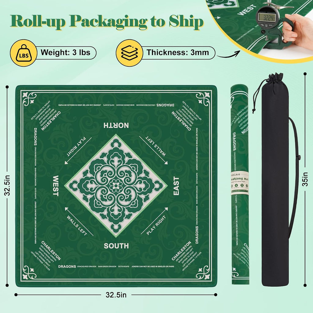 Se envía tapete de Mahjong enrollado con regla sin arrugas, 32.5 x