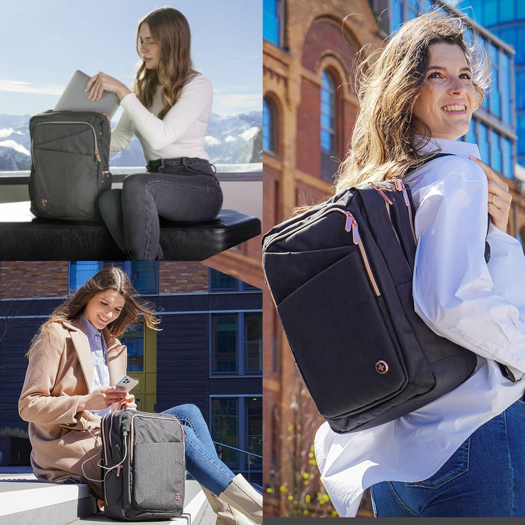 Swissdigital - Mochila de diseño para laptop de negocios para mujer...