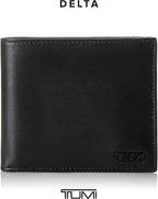 TUMI - Delta Global Center Flip ID Passcase - Billetera de cuero bifold - Accesorio de bloqueo RFID - Múltiples ranuras para tarjetas - 4" x 5" - Negro