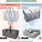 BALEINE Paquete de 8 bolsas de mudanza de gran tamaño con asas reforzadas, bolsa de almacenamiento resistente para ropa, suministros de mudanza (gris invierno, paquete de 8)