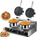 Máquina de gofres doble comercial de 110 V y 2600 W, antiadherente, de acero inoxidable, para restaurante, fiesta, puesto de alimentos, panadería, cafetería, bar, familia