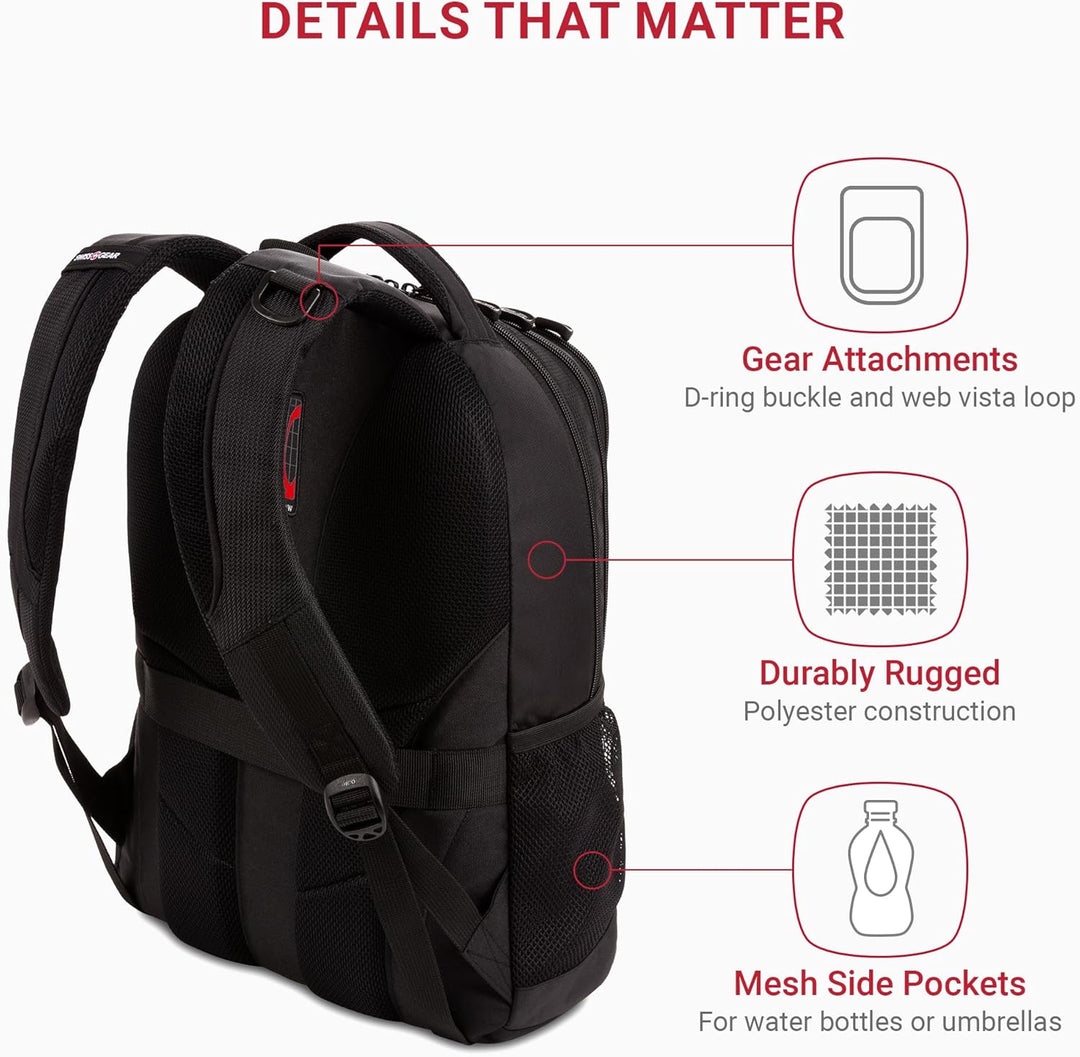 SwissGear - Mochila para laptop Cecil 5505, Negro -
