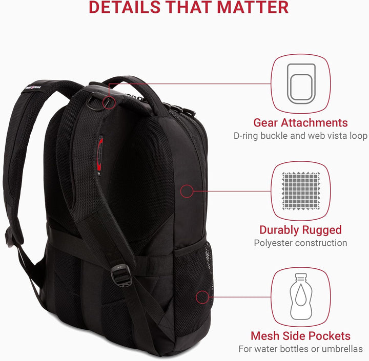 SwissGear - Mochila para laptop Cecil 5505, Negro -