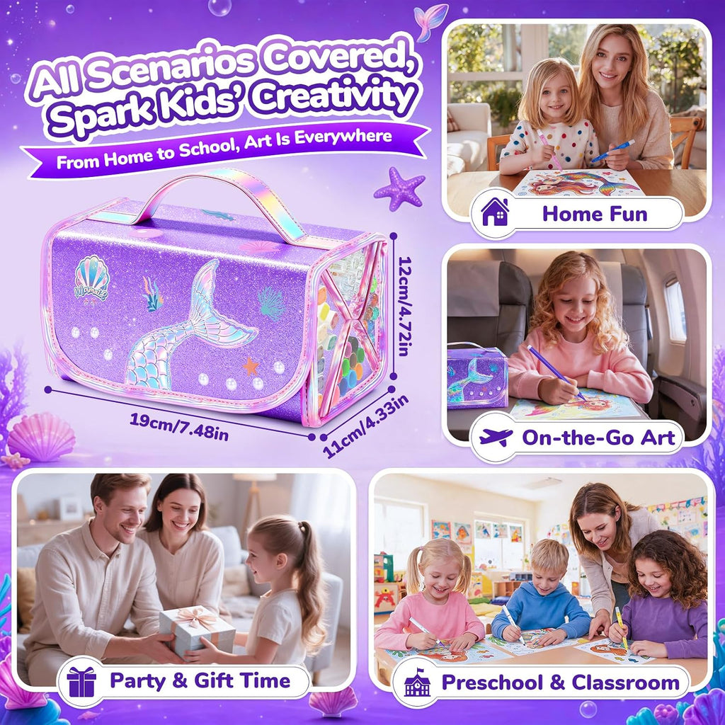 DreamyCandy 70 Pcs Washable Markers Set para Kids 4-8, Mermaid Art Set Gifts
