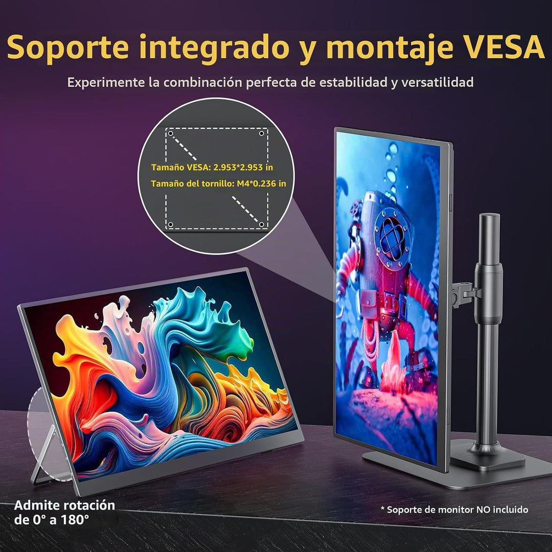 cocopar Monitor portátil IPS Monitor de viaje con USB-C HDMI pantal...