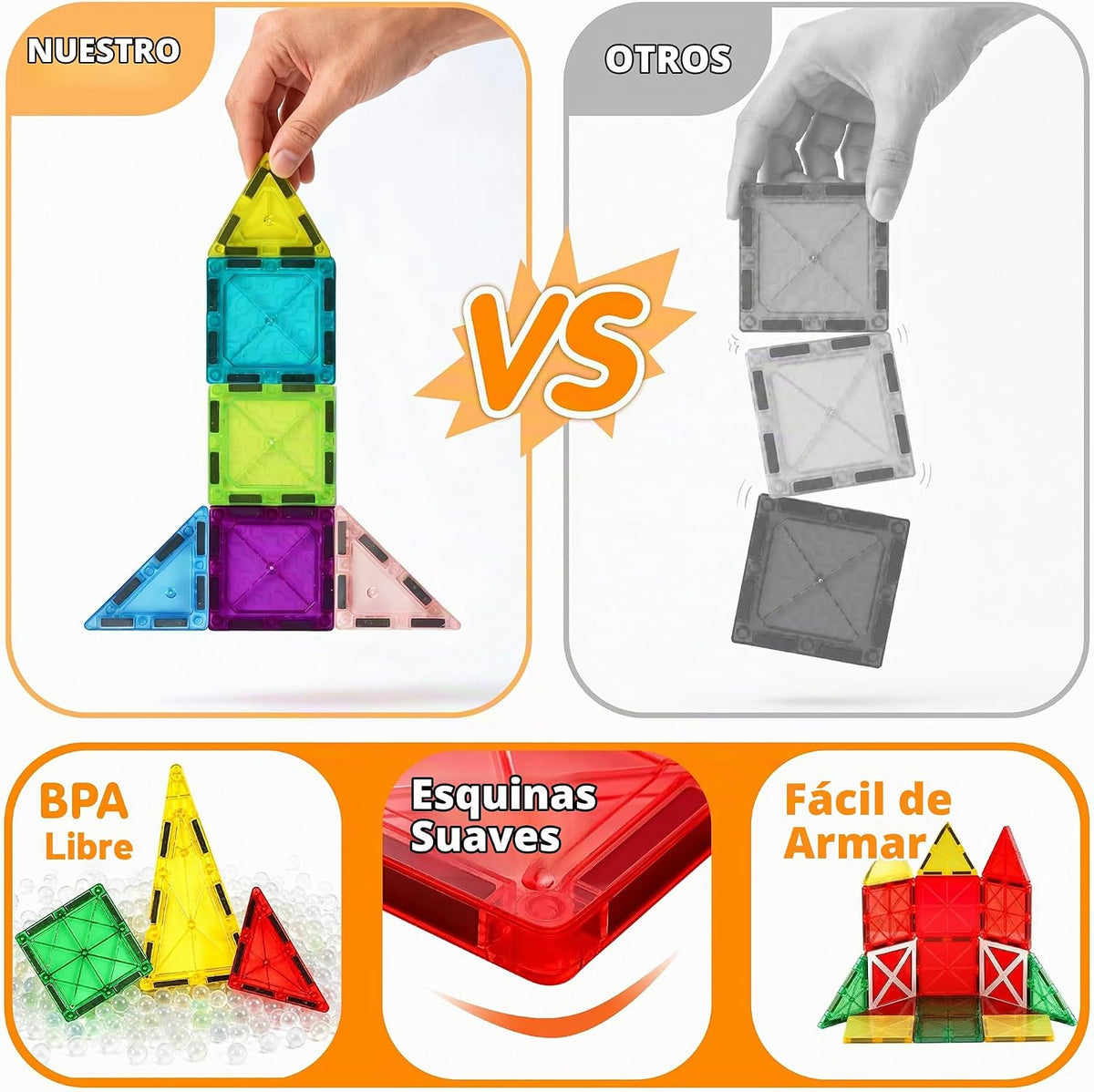 Azulejos magnéticos para niños, juego de juguetes de construcción