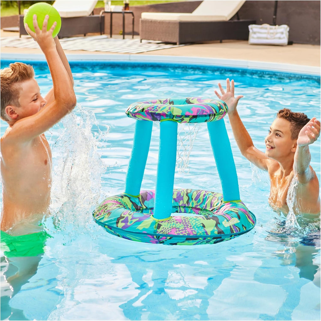 SwimWays Hydro Spring Hoops - Aro de baloncesto inflable, juego de baloncesto impermeable con aro y pelota, juegos al aire libre, juguetes acuáticos para edades de 5 años en adelante