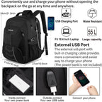Mochila extra grande para hombres 55L, 18.4 pulgadas, mochila de viaje para portátil con puerto de carga USB, mochila de computadora de gran capacidad para vuelos de negocios, aprobada por TSA