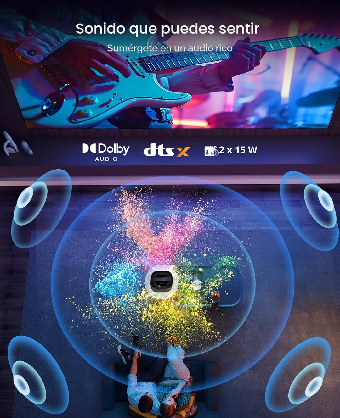 NexiGo TriVision Ultra, proyector portátil 4K Tri-LED láser, 2600 l...