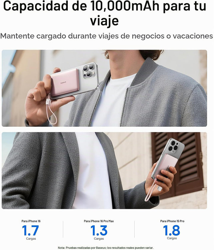 Baseus Picogo Qi2 - Cargador portátil Magsafe de 15 W, cargador por...