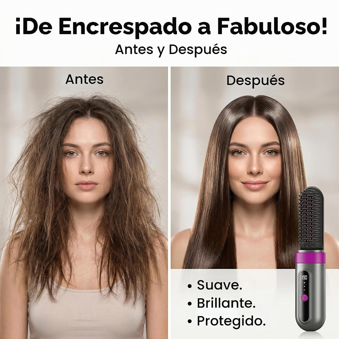 Cepillo alisador de pelo inalámbrico, portátil, herramienta de pein...