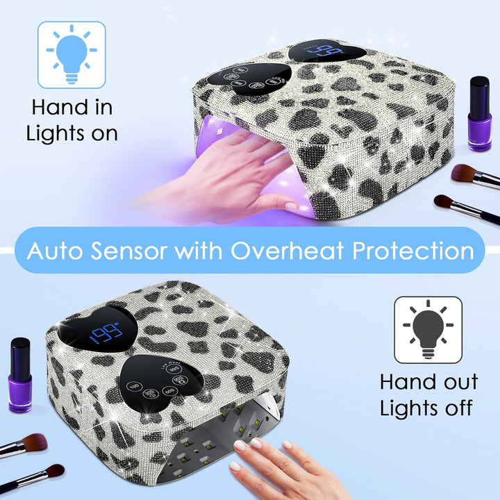 HUITINE - Lámpara de uñas LED UV, inalámbrica, 80 W, recargable, lu...