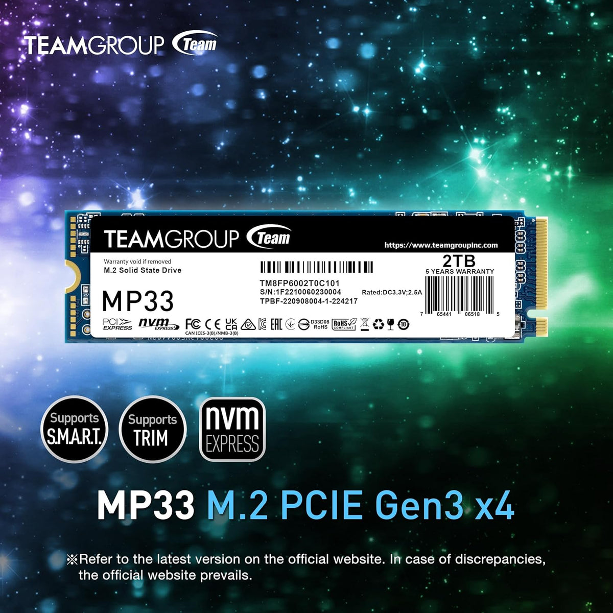 TEAMGROUP MP33 1TB con caché SLC 3D NAND TLC NVMe 1.3 PCIe Gen3x4 M...