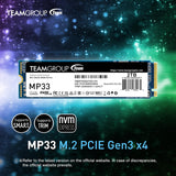 TEAMGROUP MP33 1TB con caché SLC 3D NAND TLC NVMe 1.3 PCIe Gen3x4 M...