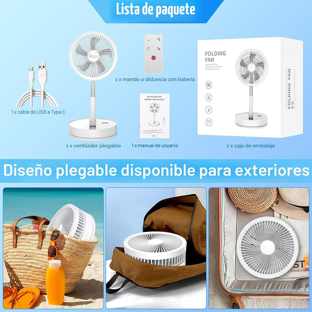 Ventilador oscilante recargable plegable portátil - 8.6" 8000mah ve...