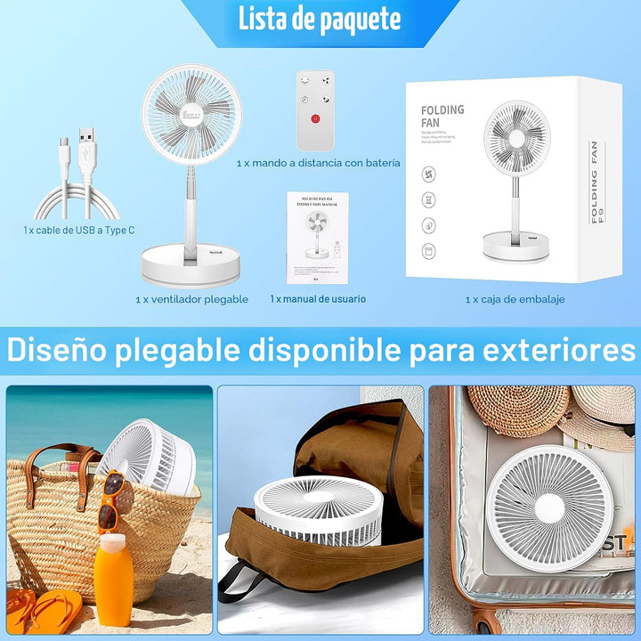 Ventilador oscilante recargable plegable portátil - 8.6" 8000mah ve...