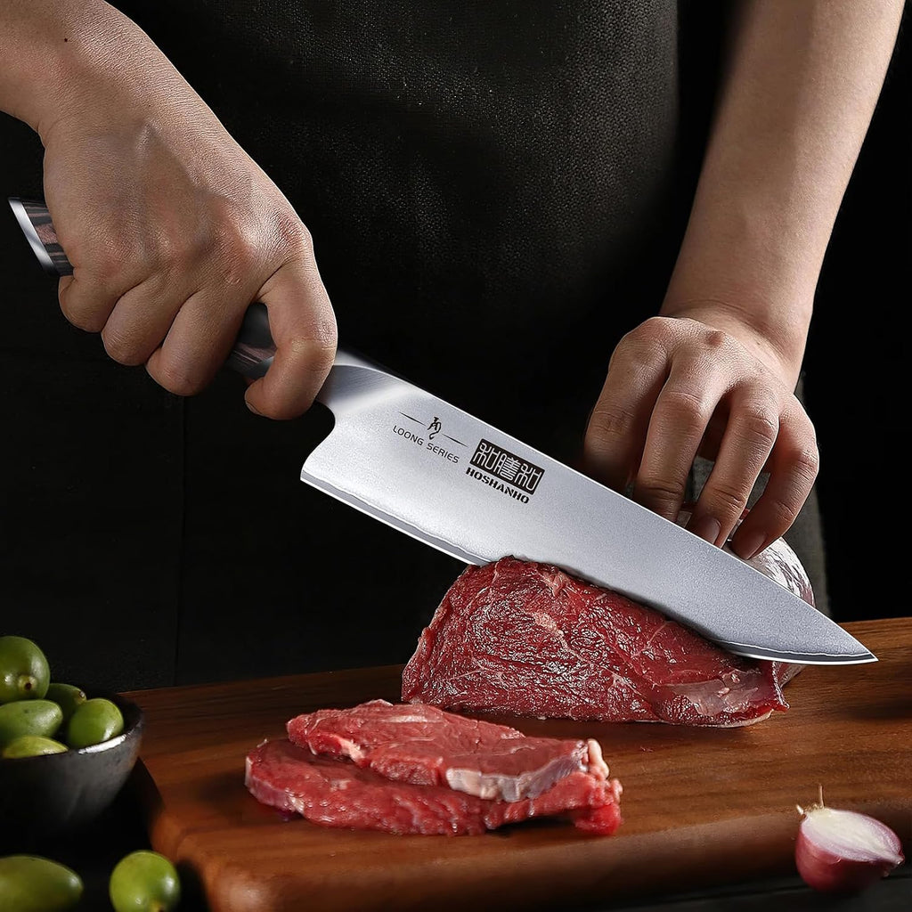HOSHANHO 7PCS Juego de Cuchillos de Cocina, Juego de Cuchillos con Bloque Magnético Japonés